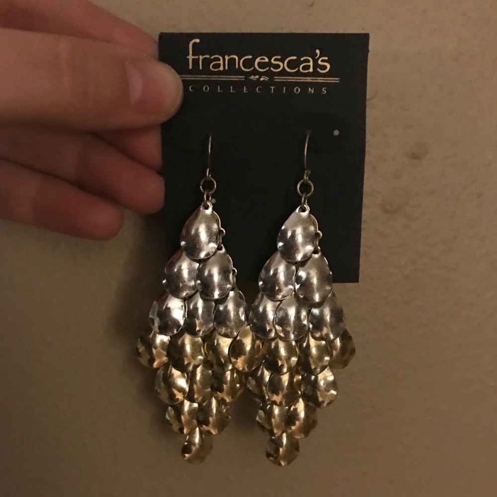 Long Dangly Gold & Silver Earrings